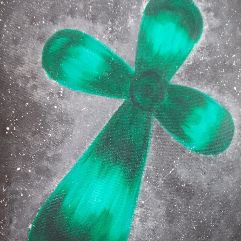 Emerald Green Cross acrylic painting, 16"x20"